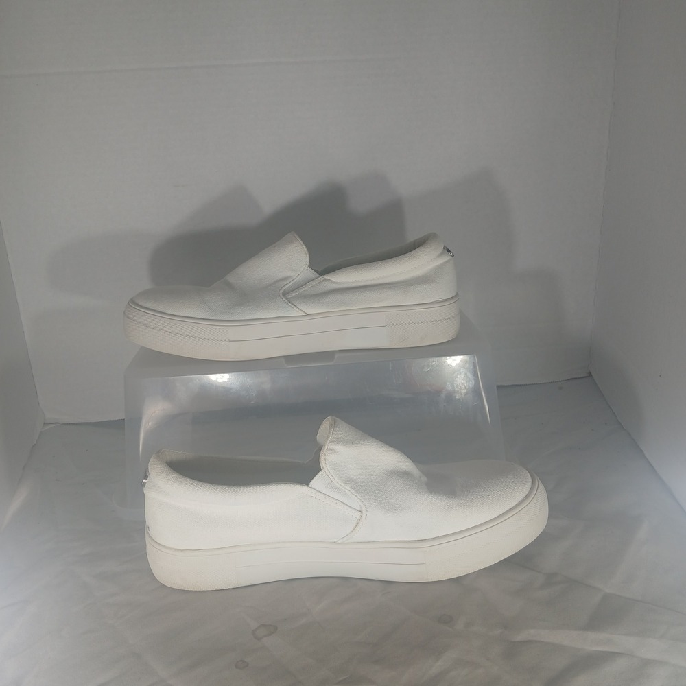 Steve Madden Gills-C Slip On Sneakers 9M White Canvas Platform Casual Shoes - Picture 2 of 10
